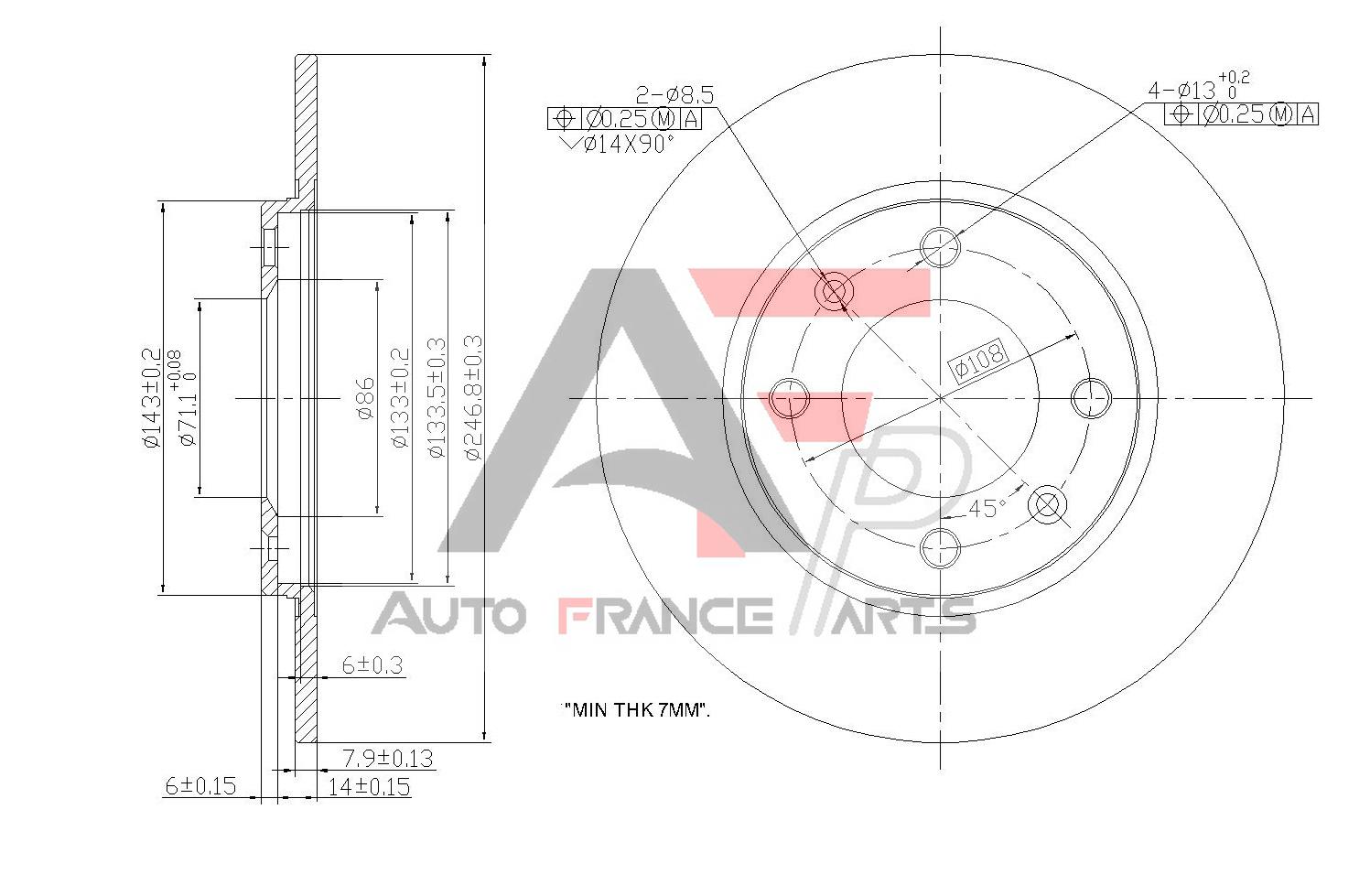 Brzdový kotúč Auto France Parts