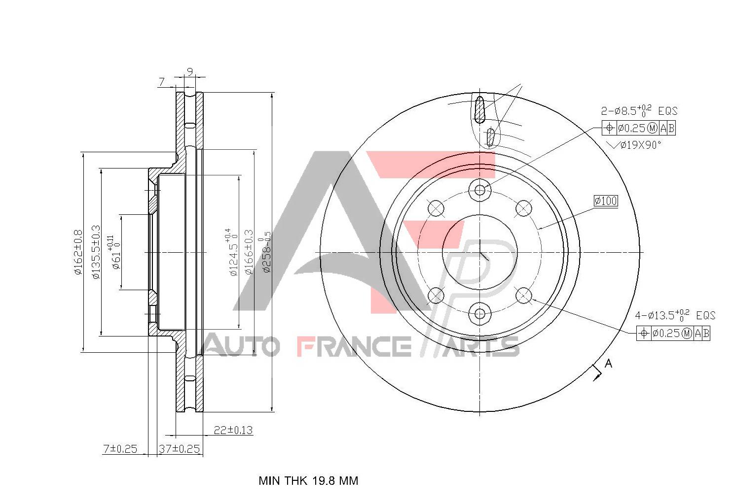 Brzdový kotúč Auto France Parts