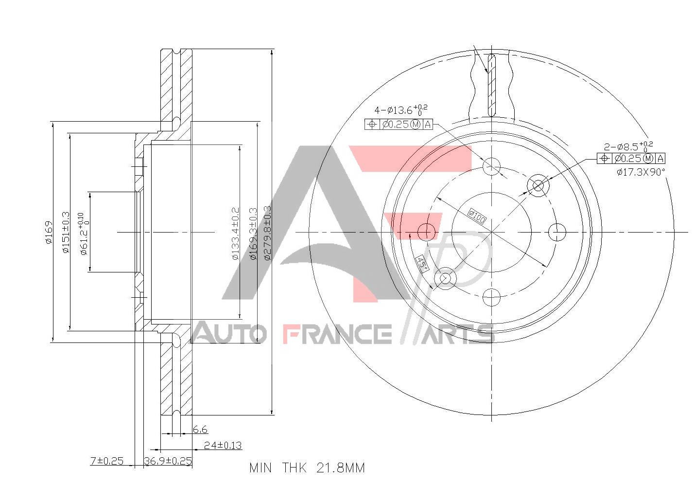 Brzdový kotúč Auto France Parts