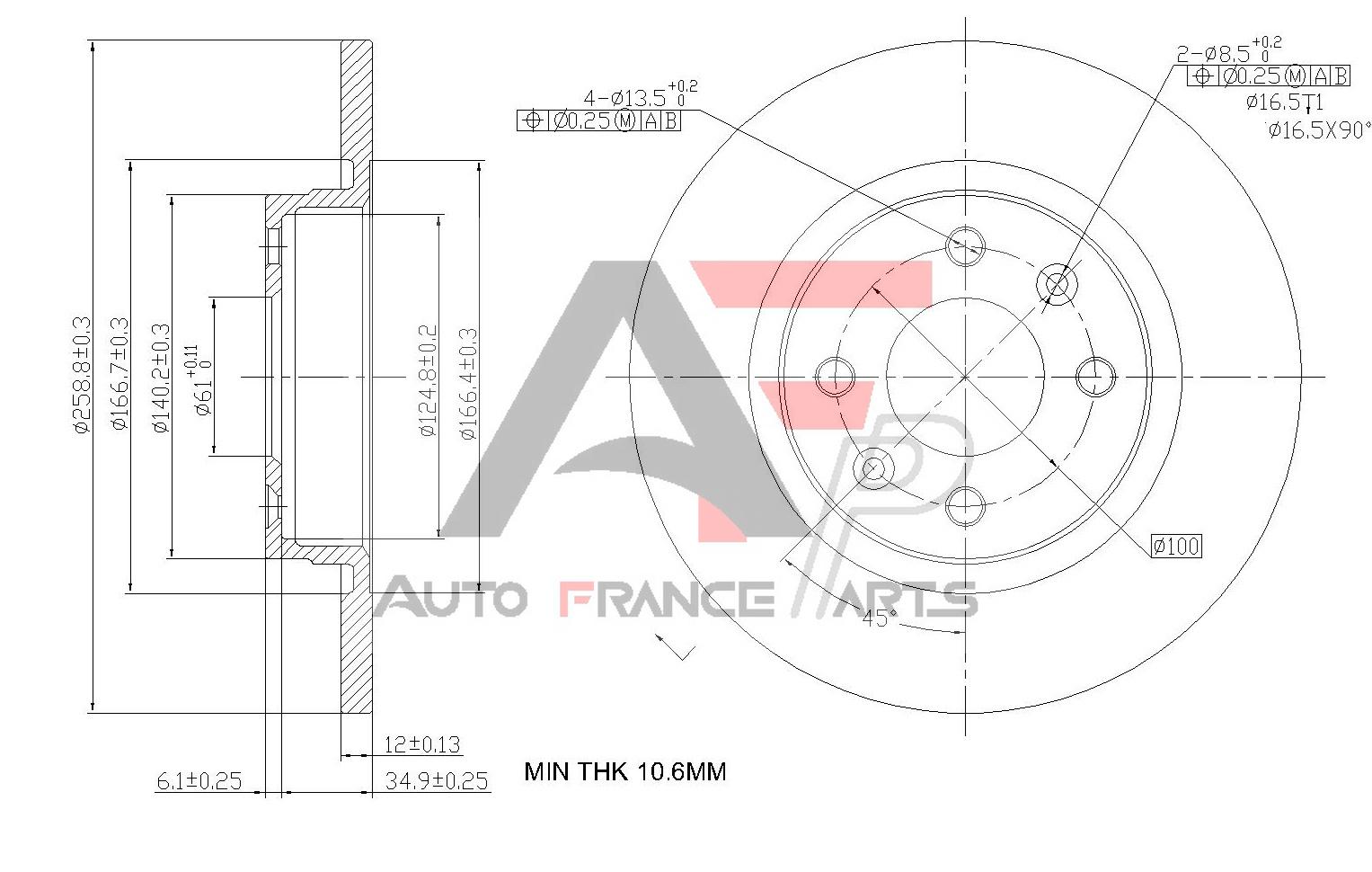 Brzdový kotúč Auto France Parts