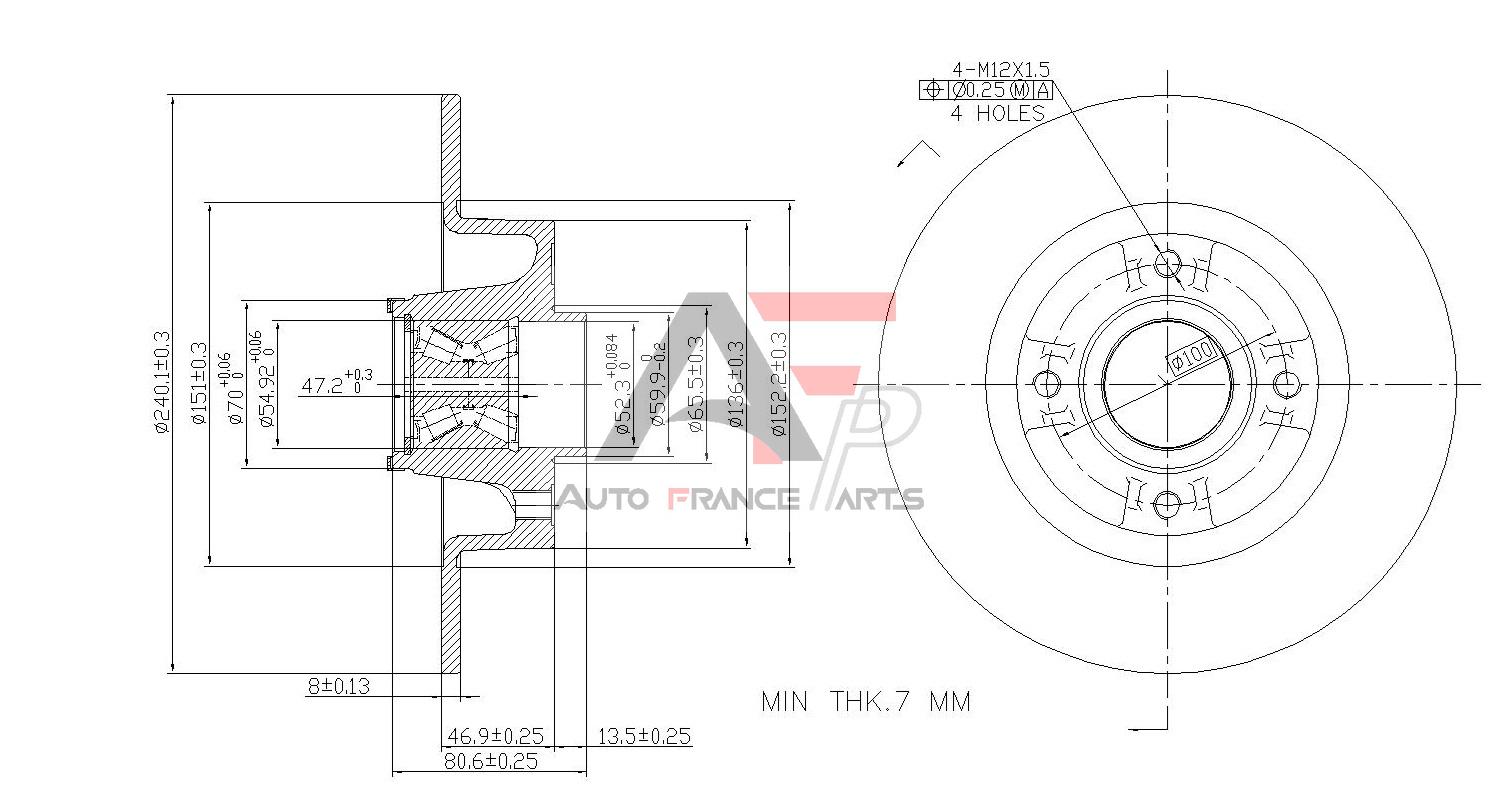 Brzdový kotúč Auto France Parts