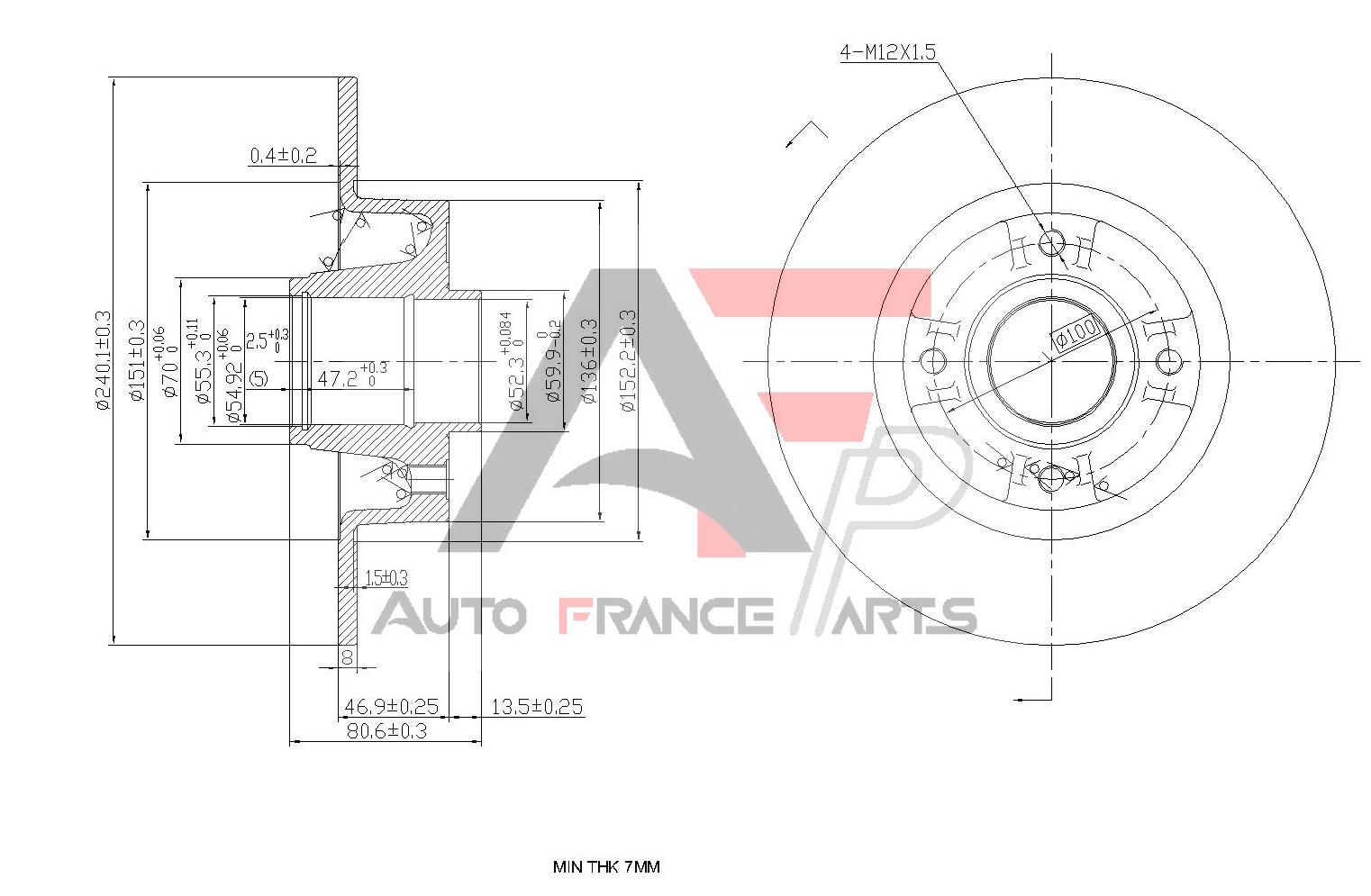 Brzdový kotúč Auto France Parts