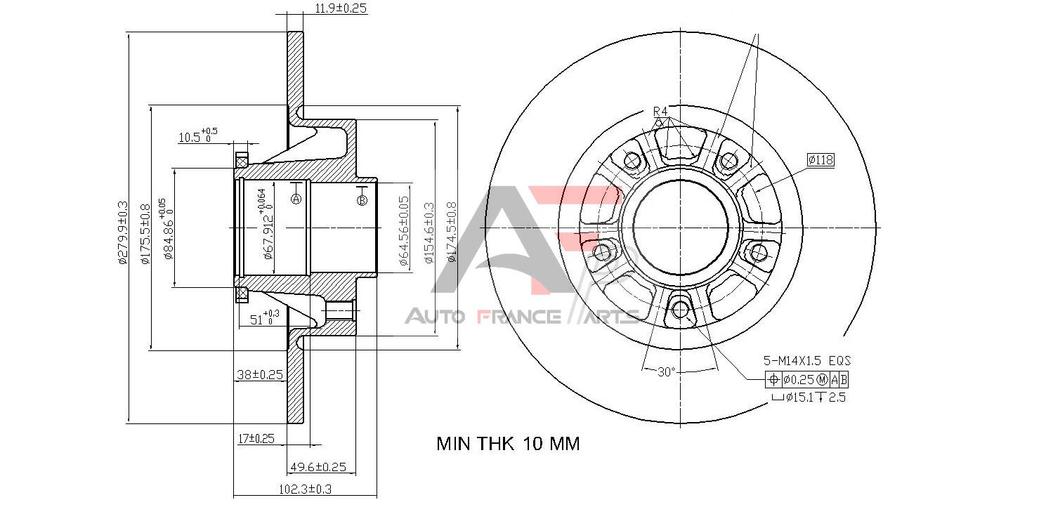 Brzdový kotúč Auto France Parts