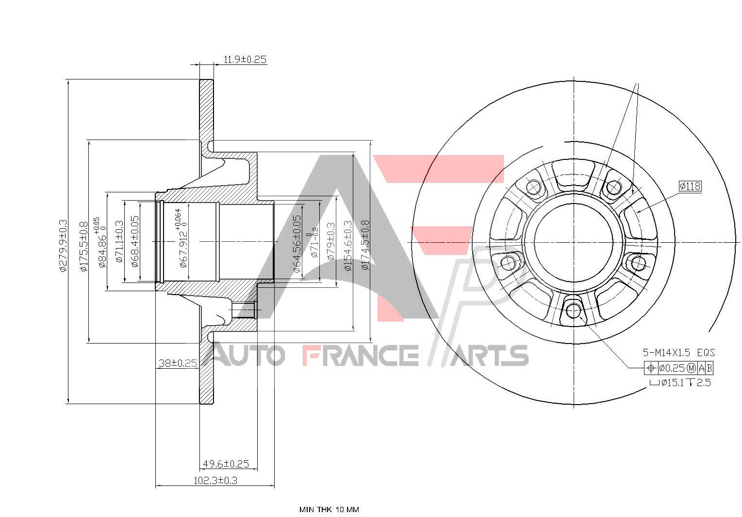 Brzdový kotúč Auto France Parts