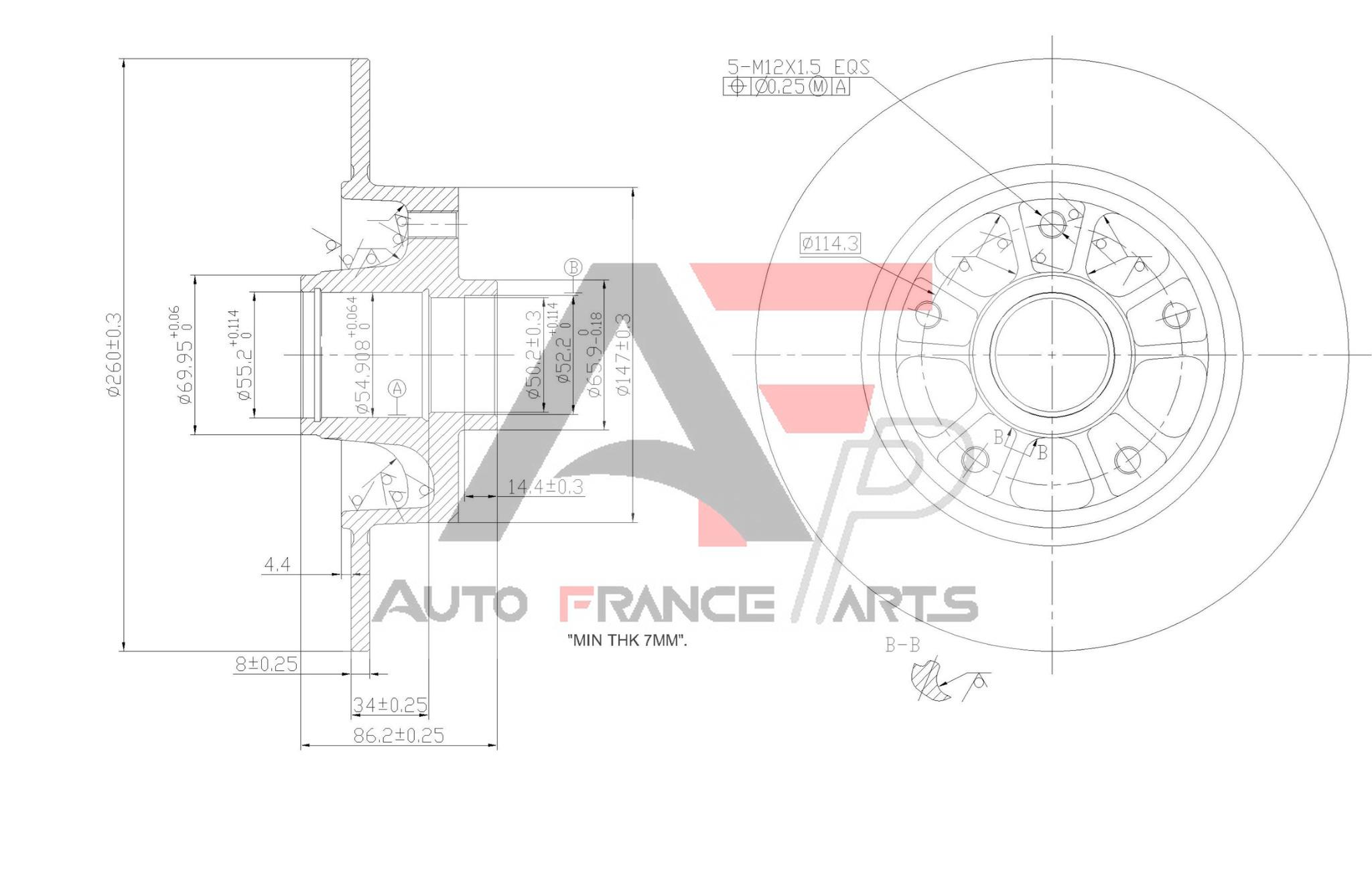 Brzdový kotúč Auto France Parts