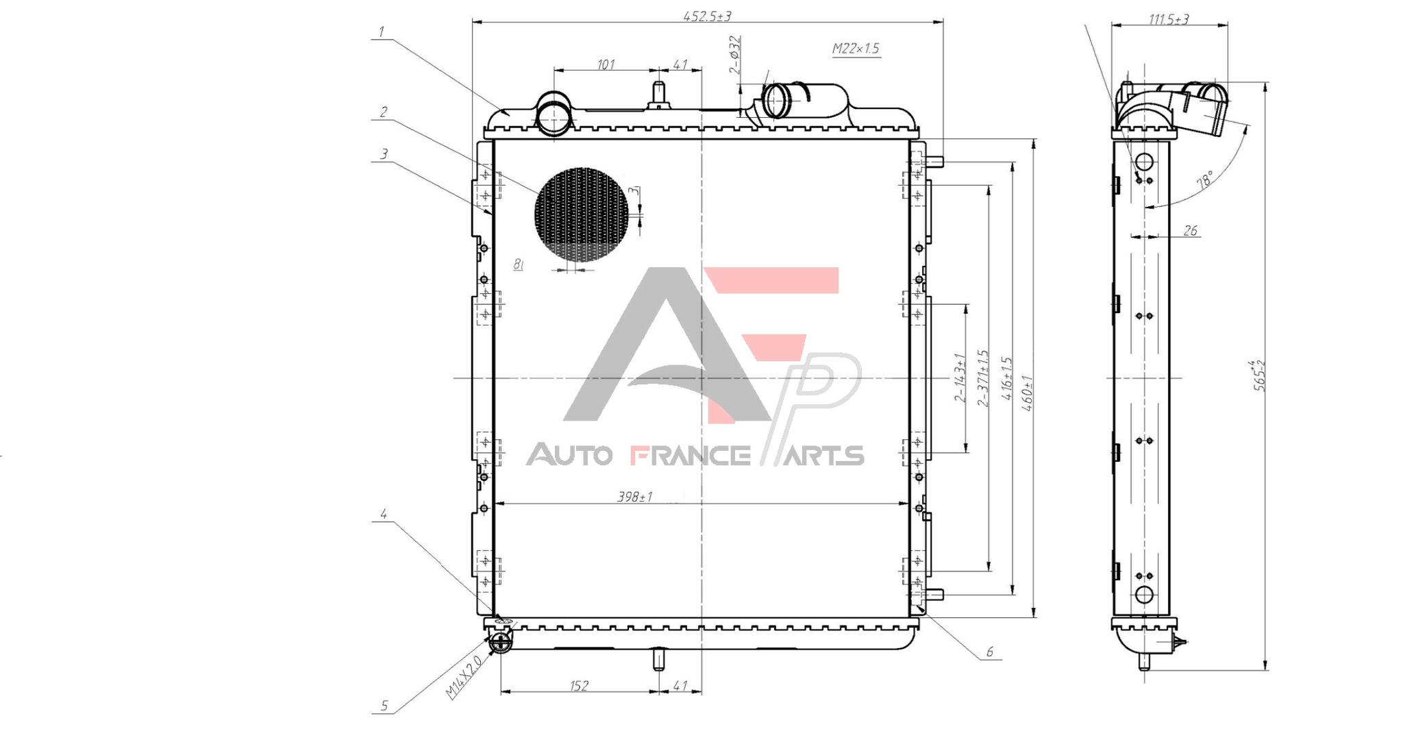 Chladič motora Auto France Parts