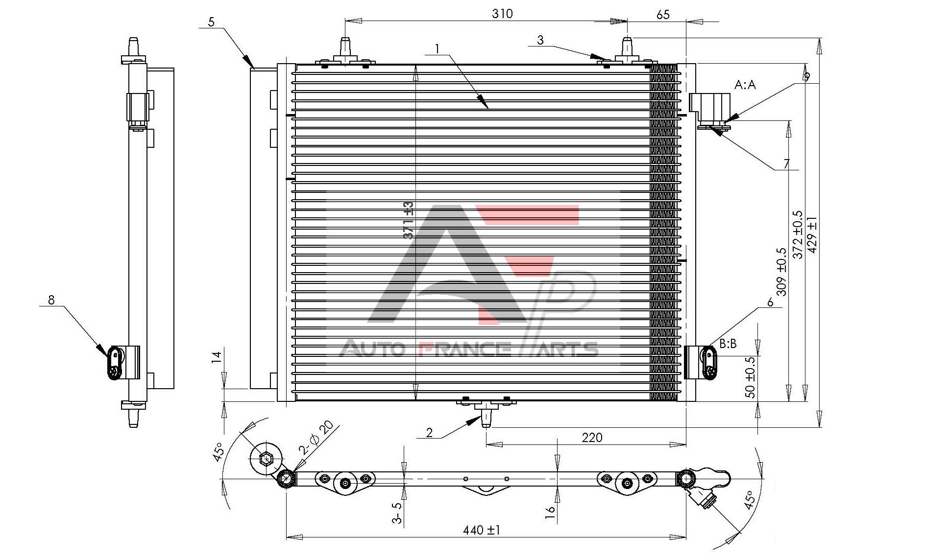 Kondenzátor klimatizácie Auto France Parts