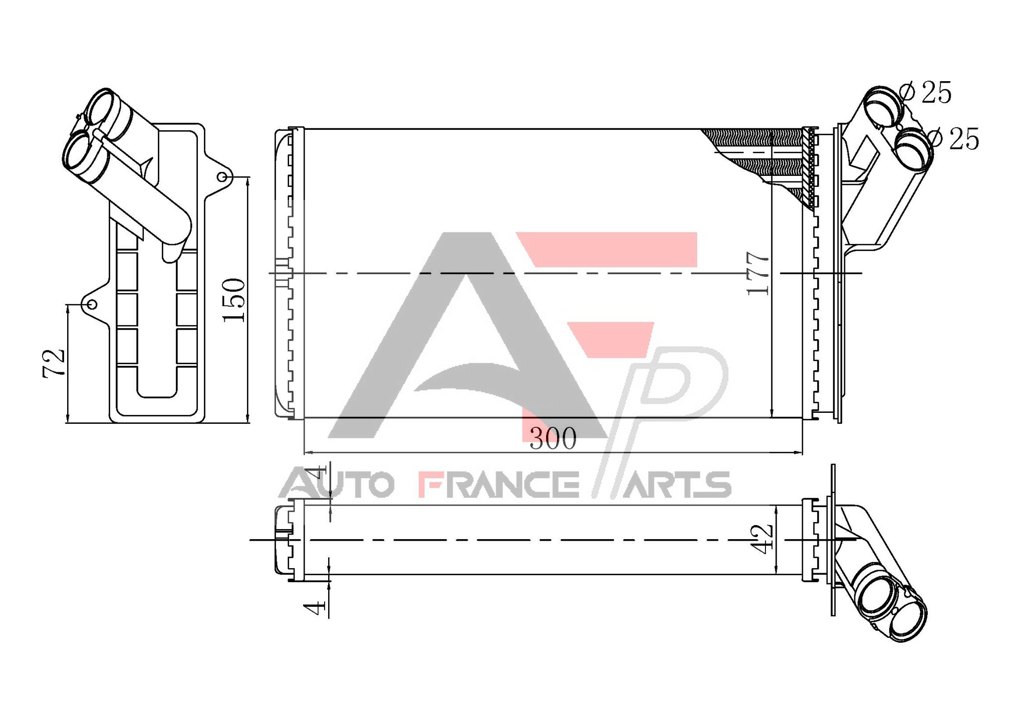 Výmenník tepla vnútorného kúrenia Auto France Parts