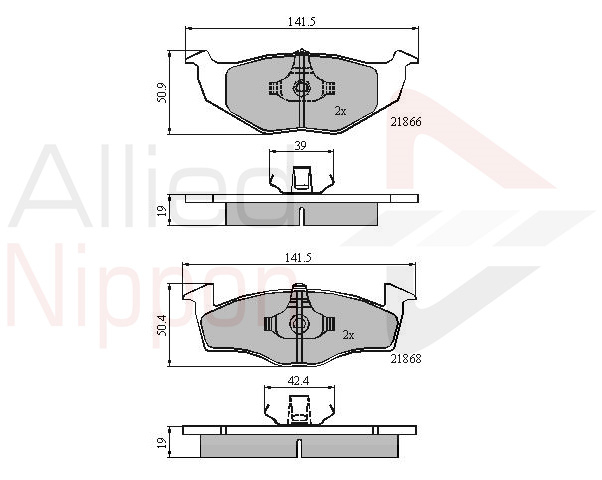 Sada brzdových platničiek kotúčovej brzdy Allied Nippon