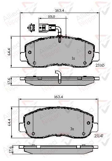 Sada brzdových platničiek kotúčovej brzdy Allied Nippon