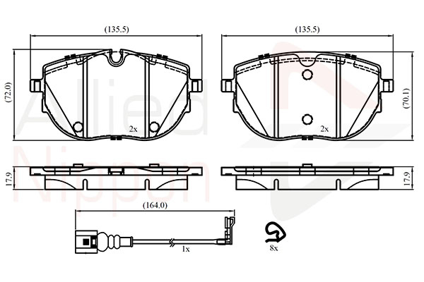 Sada brzdových platničiek kotúčovej brzdy Allied Nippon