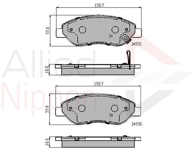 Sada brzdových platničiek kotúčovej brzdy Allied Nippon