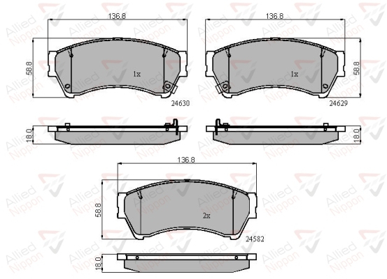 Sada brzdových platničiek kotúčovej brzdy Allied Nippon