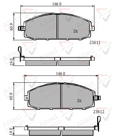 Sada brzdových platničiek kotúčovej brzdy Allied Nippon